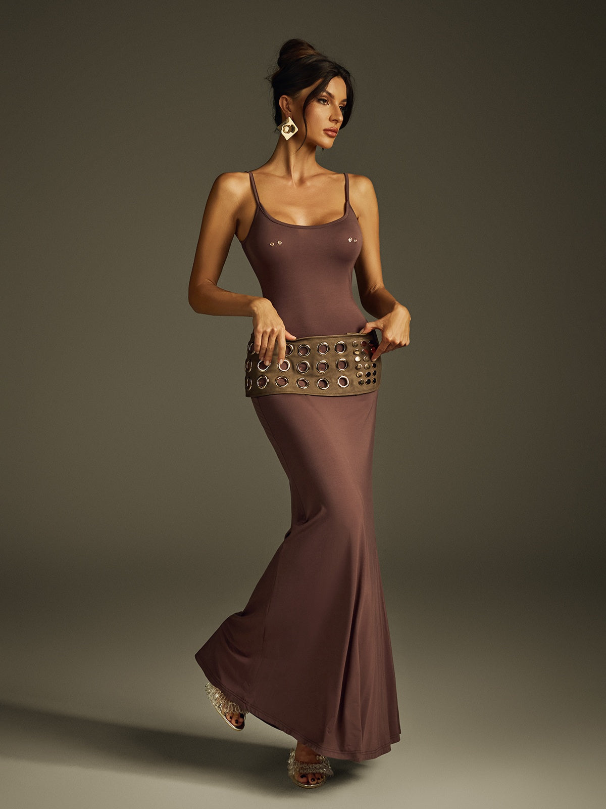 Spaghetti Maxi Dress With Belt