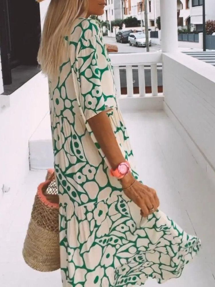Valentina Chic Green Maxi Summer Dress Premium Wardrobe Essential