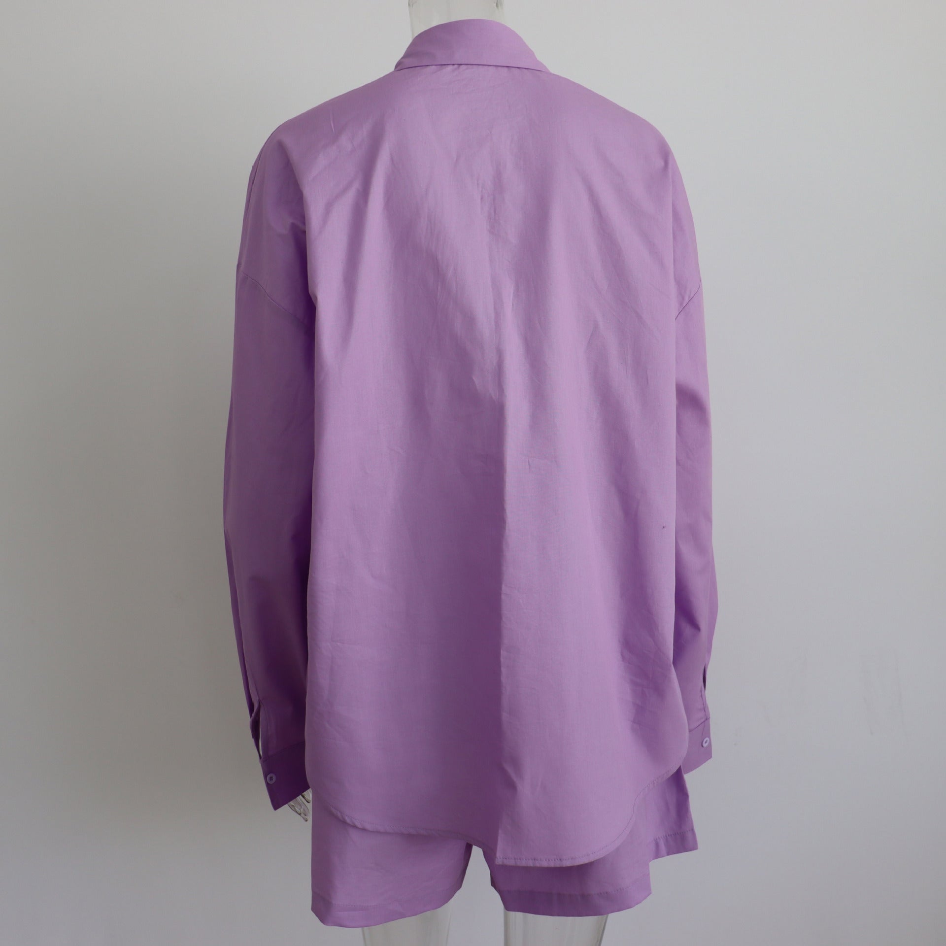 Long Sleeve Button Down Shirt & Drawstring Short Set