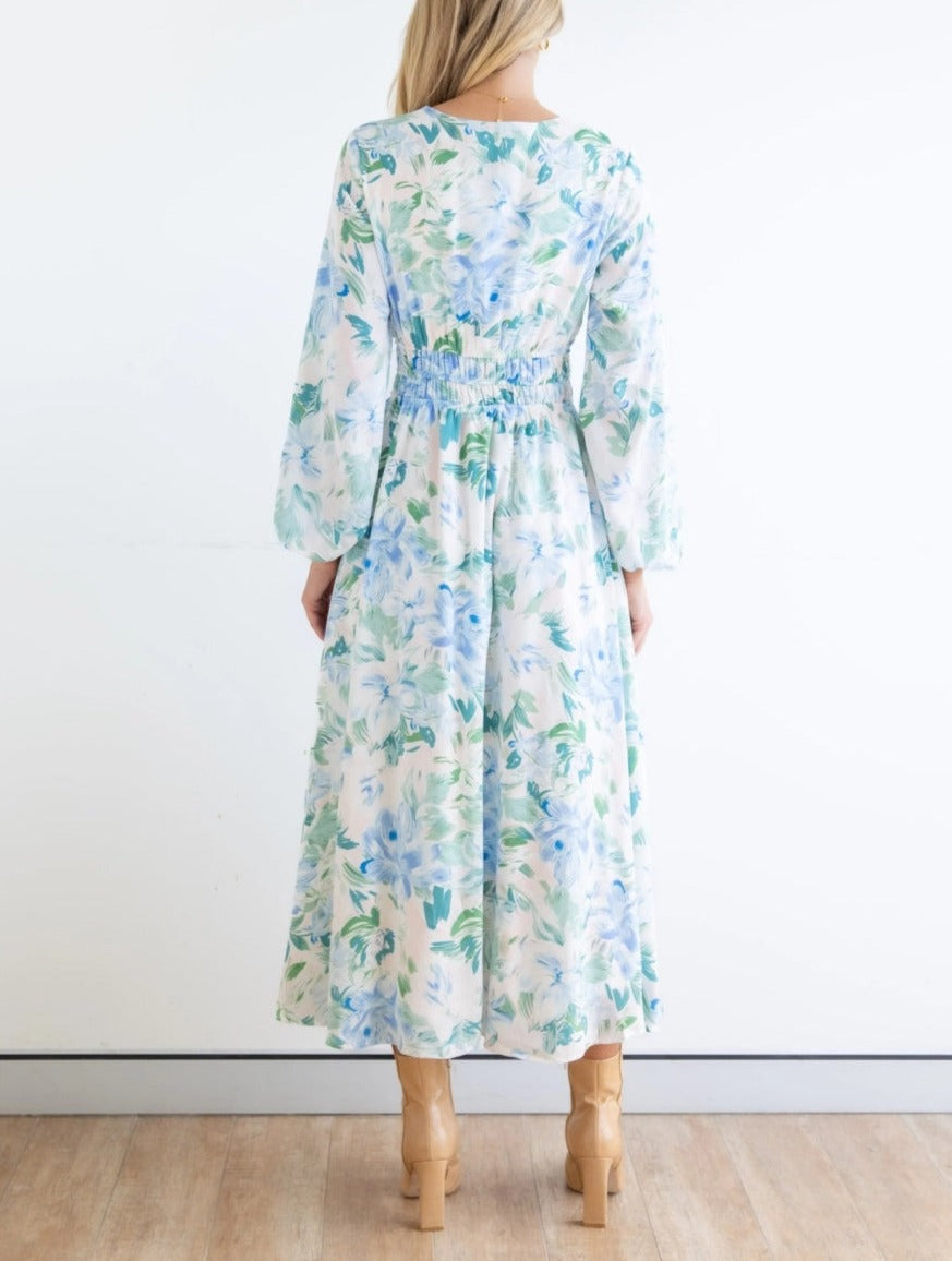 Floral Print Shirred Waist Dress