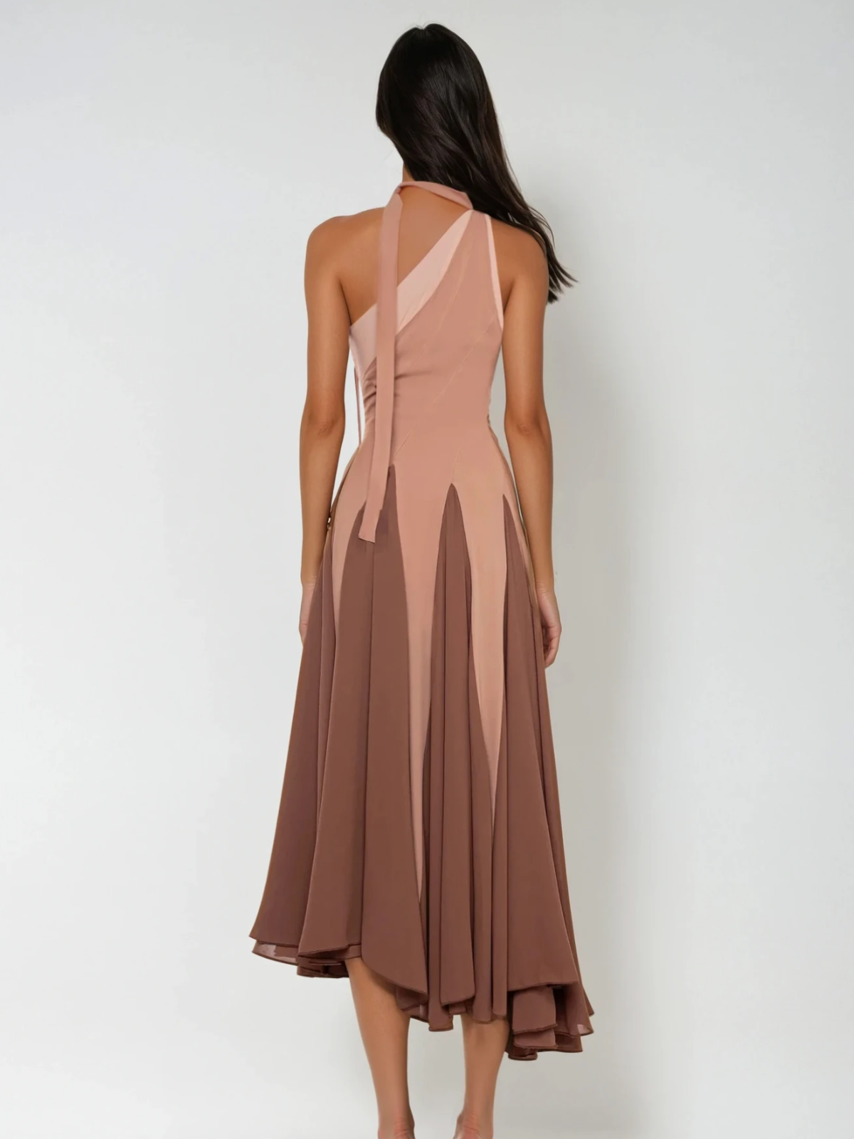 One Shoulder Scarf Midi Dress