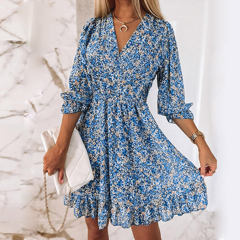 Laura Effortless Floral Summer Dress with Puff Sleeves Everyday Luxe Edit