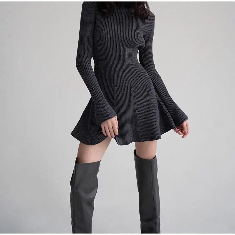 Gara Timeless Rib Knit Dress Premium Wardrobe Essential