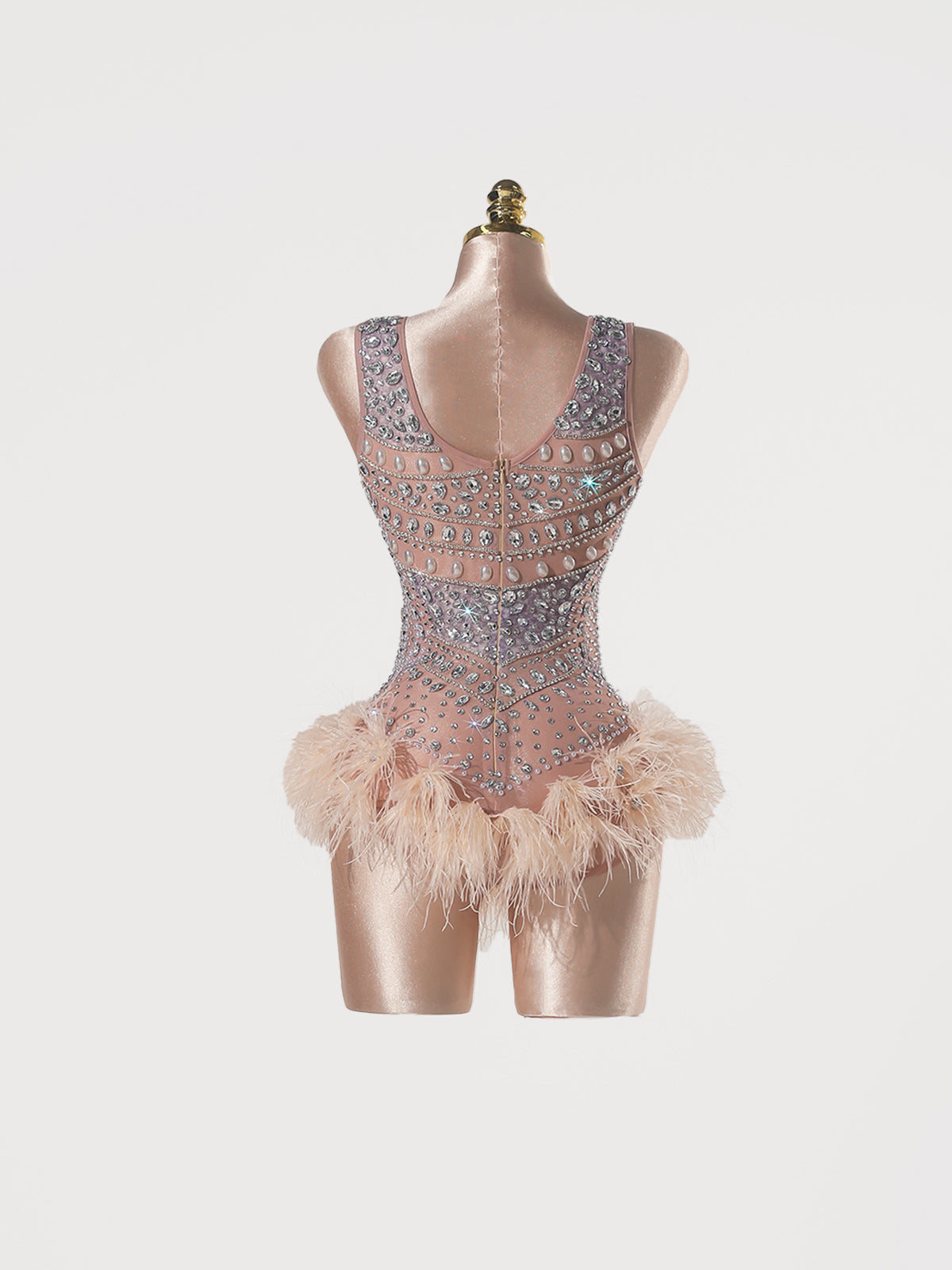 Sleeveless Embellished Feather Bodysuit