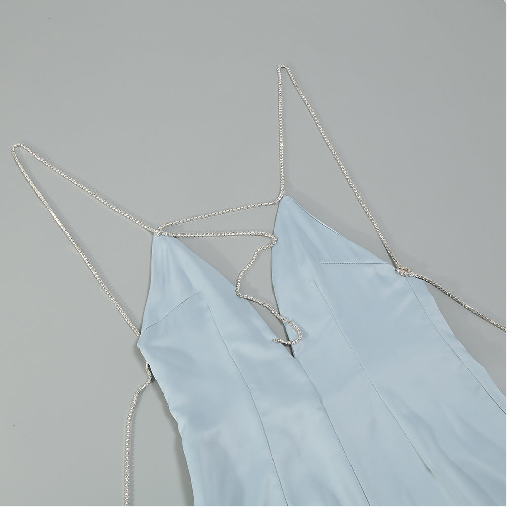 Strappy Sleeveless Drill Chain Bodycon Jumpsuit