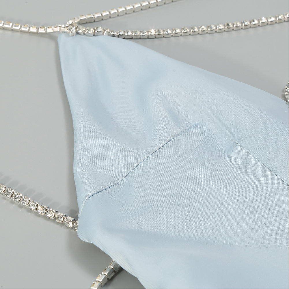 Strappy Sleeveless Drill Chain Bodycon Jumpsuit