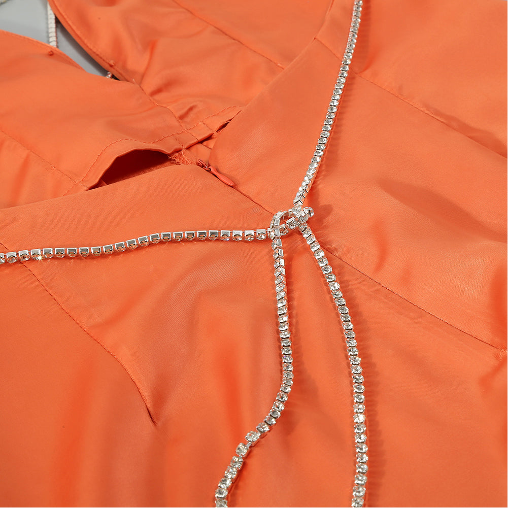 Strappy Sleeveless Drill Chain Bodycon Jumpsuit
