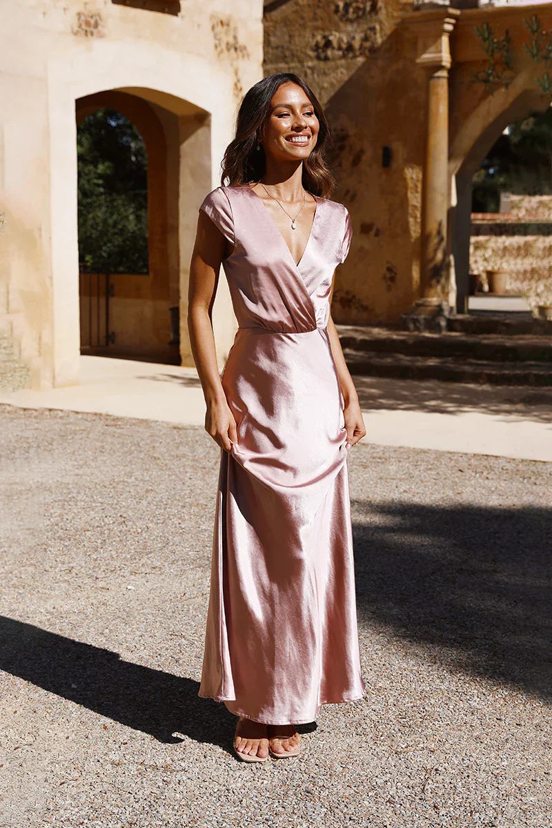 Verónica Chic Maxi Dress Dusty Pink Elevated Occasion Wear