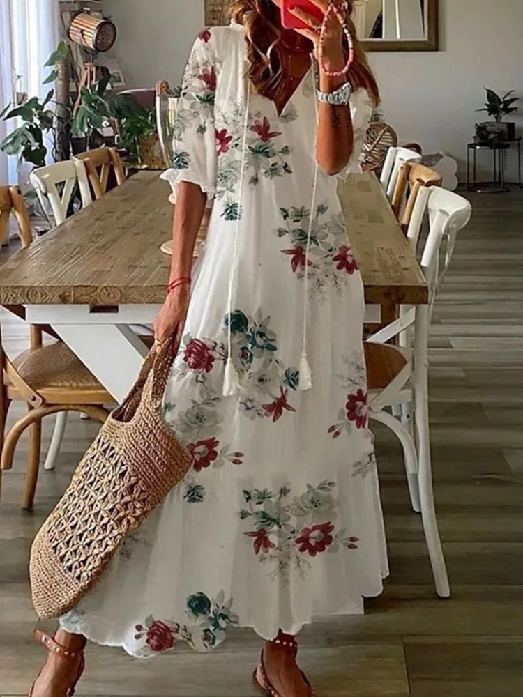 Pamela Minimalist Floral Velvet Maxi Dress Chic Silhouette Collection