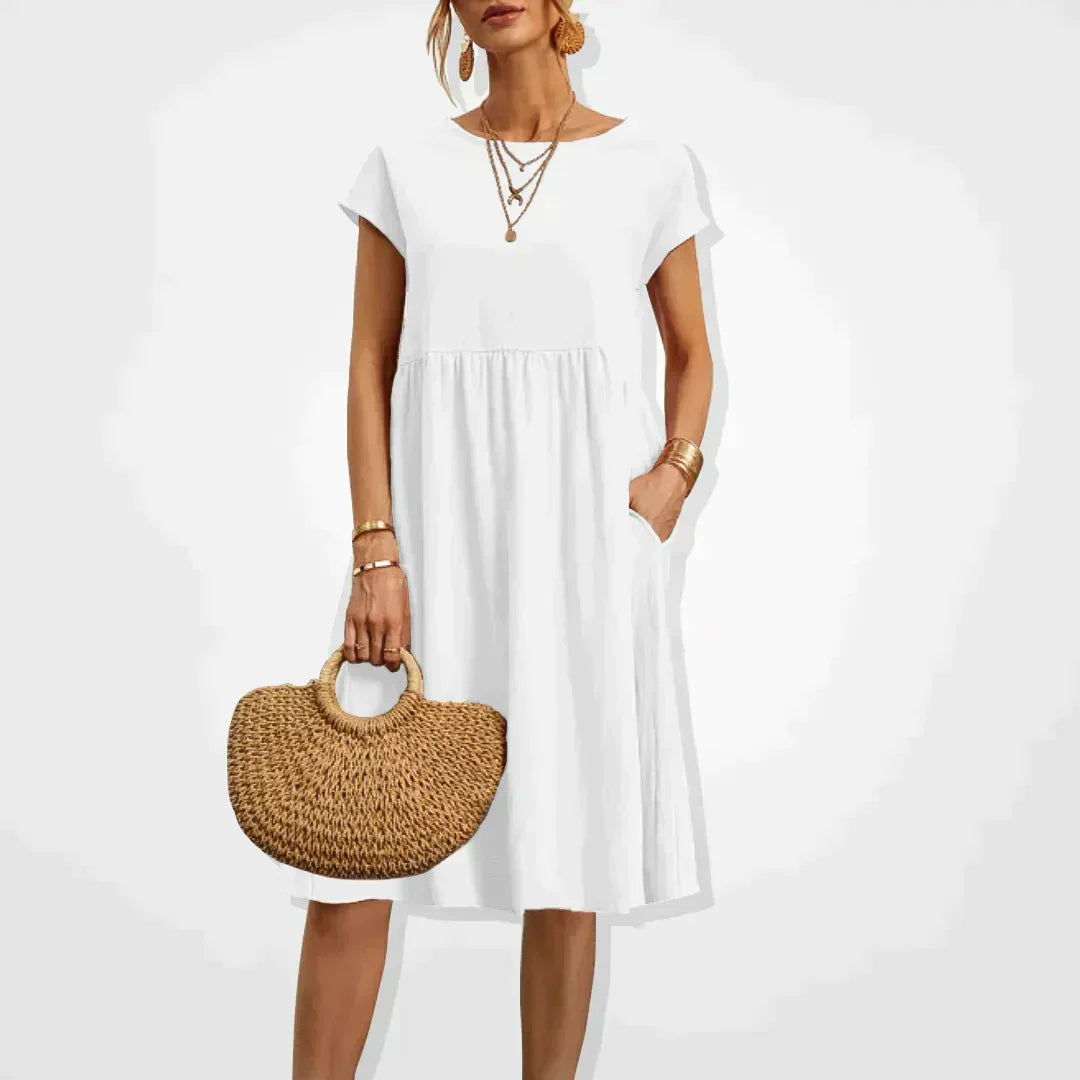 Hestia Comfortable Flowy Midi Dress for Women Soft Comfortable Fit