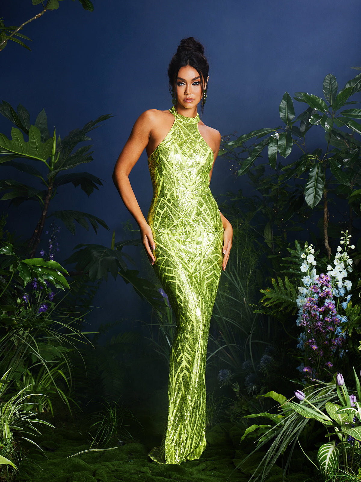 Halterneck Sequin Maxi Dress