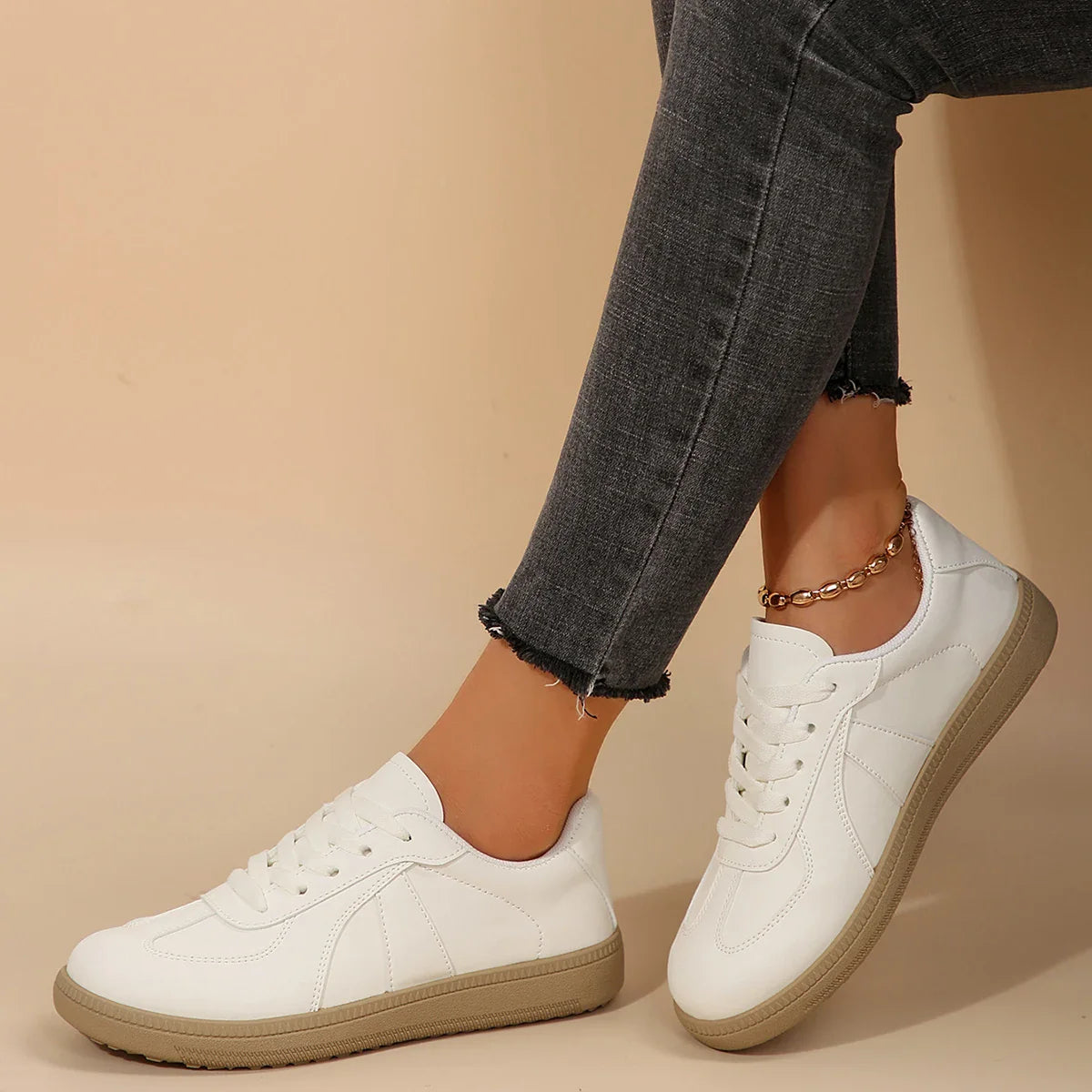 Leather Design Sneakers Platform Laceup Comfortable Casual Vulcanized Skateboard