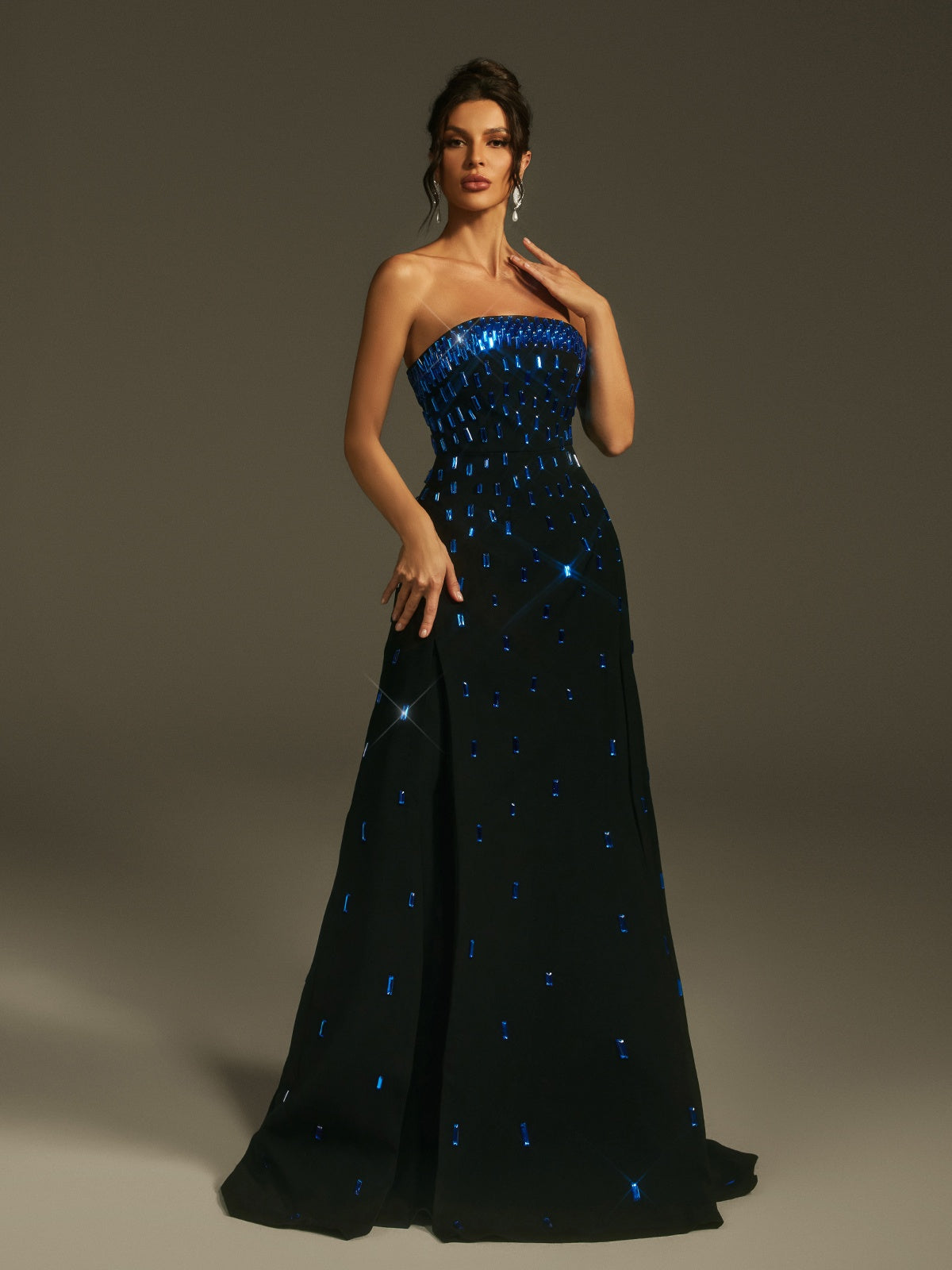 Strapless Crystal Maxi Dress