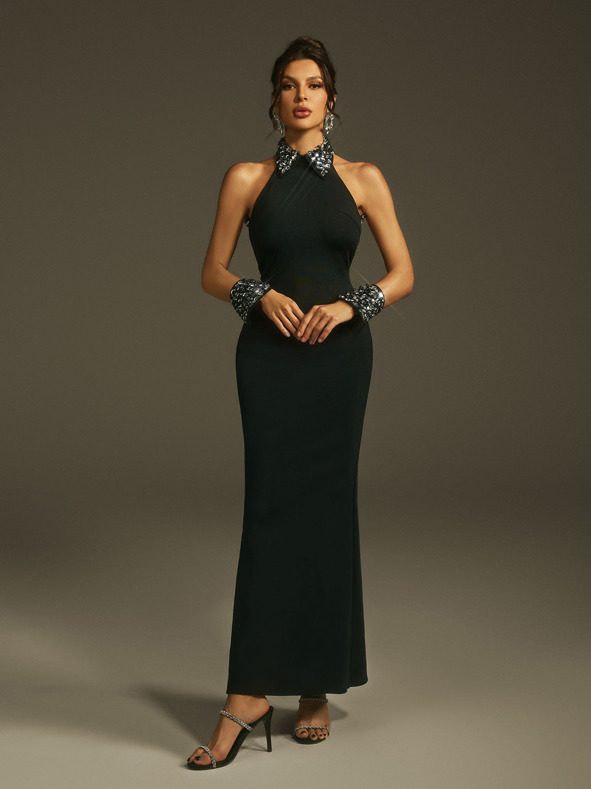 Halterneck Crystal Maxi Dress