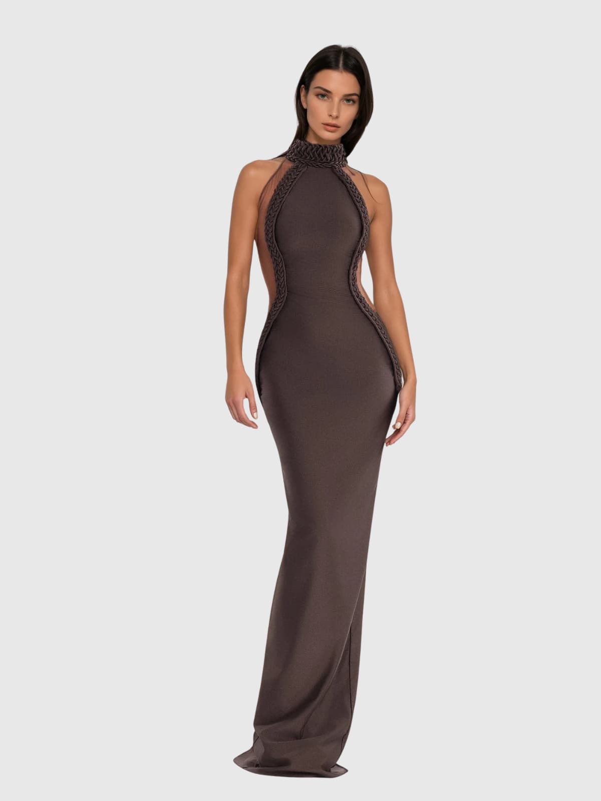 Halterneck Sennit Split Maxi Dress