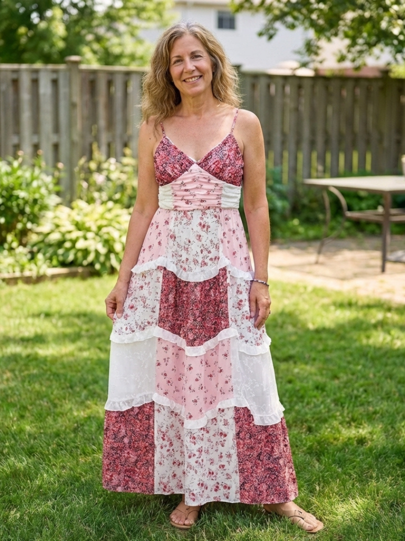 Spaghetti Strap Ruched Bodice Floral Tiered Ruffle Maxi Dress