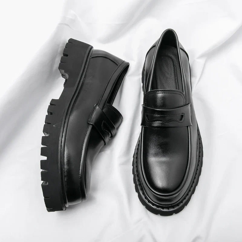 Heightening British Style Tassels ThickSoled Business Leather Loafers
