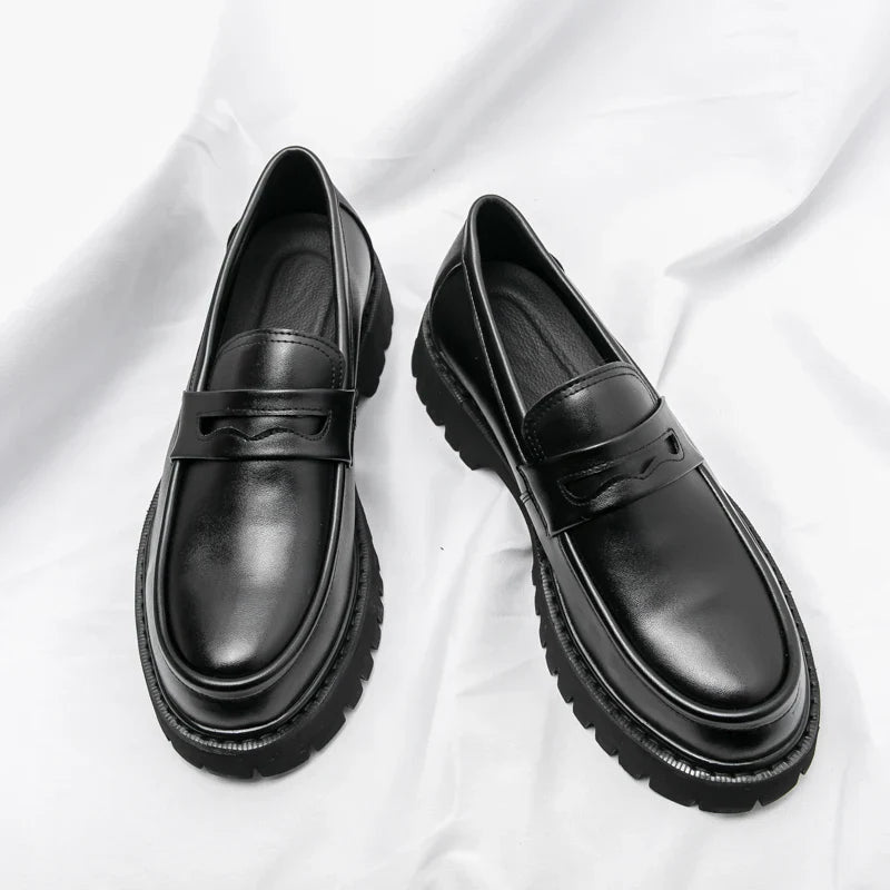 Heightening British Style Tassels ThickSoled Business Leather Loafers