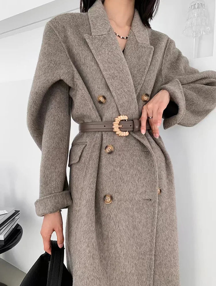 Long Doublesided Cashmere Doublebreasted Classic Women's Hair Coat