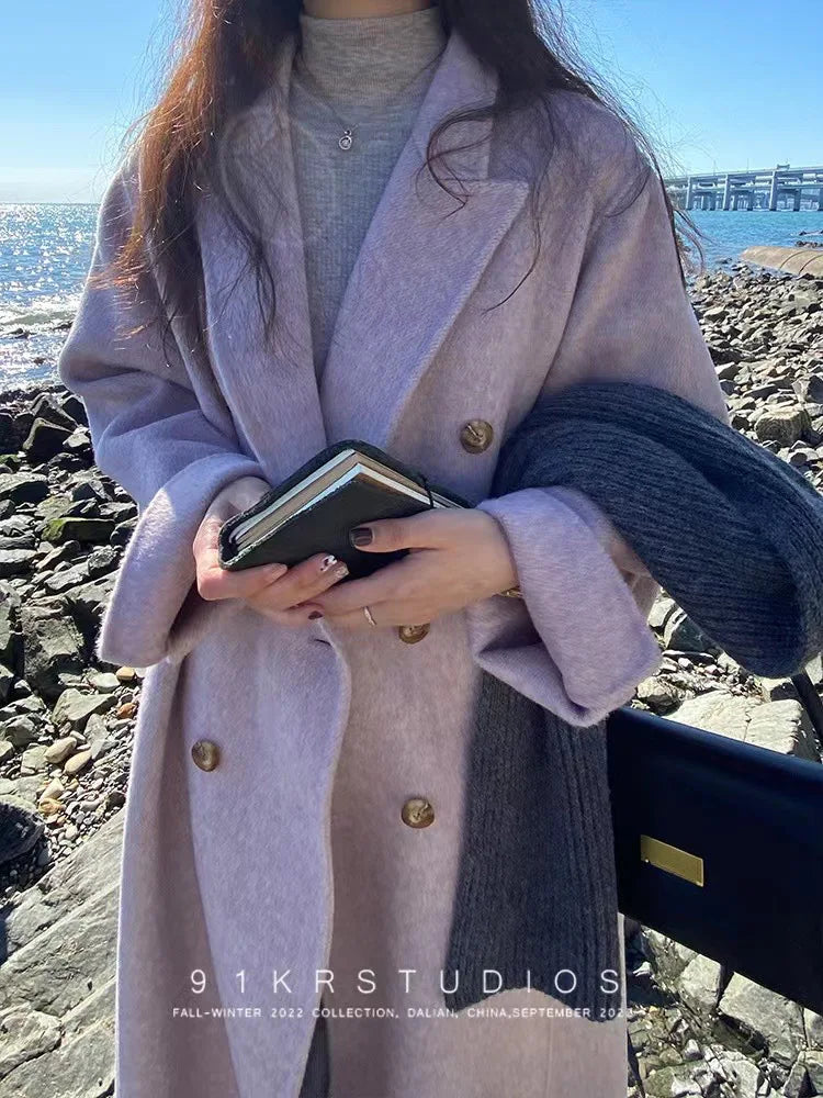 Long Doublesided Cashmere Doublebreasted Classic Women's Hair Coat