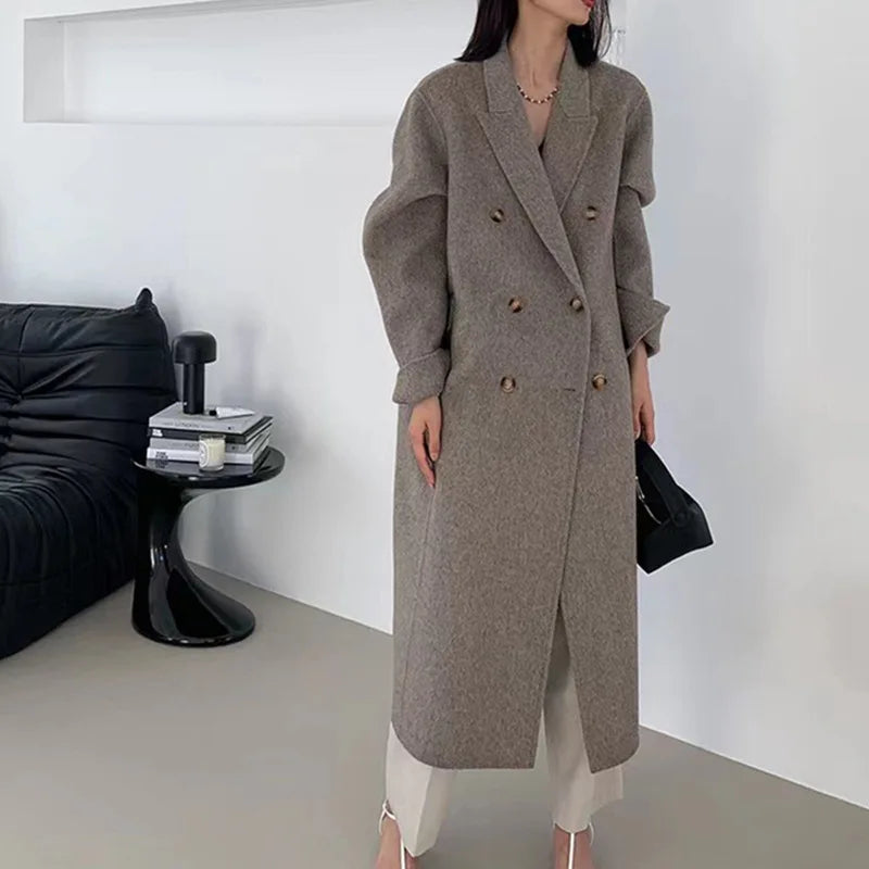 Long Doublesided Cashmere Doublebreasted Classic Women's Hair Coat