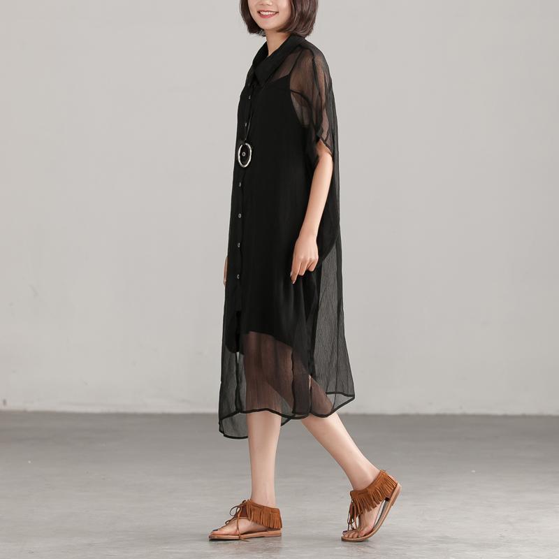 Loose Transparent Button Commuter Dress