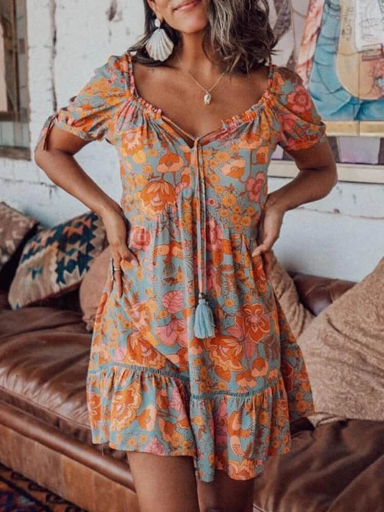 Love Child Floral Print Short Dress