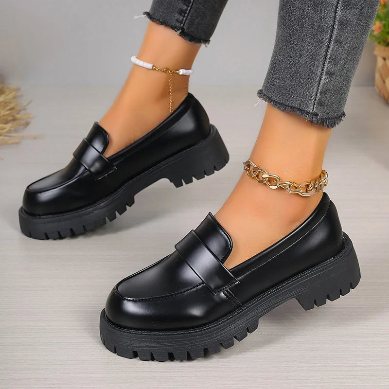 ThickSoled Wedding Formal Business Casual Leather Platform Loafers