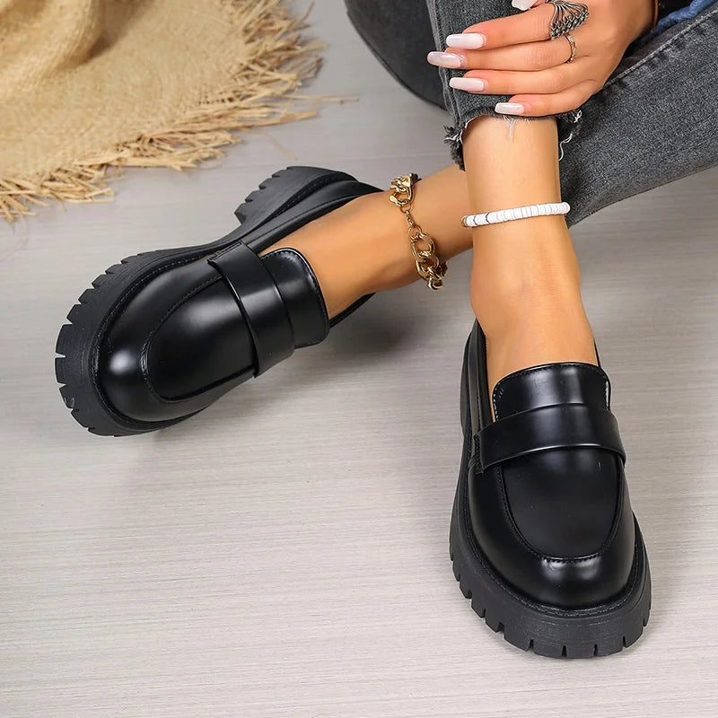 ThickSoled Wedding Formal Business Casual Leather Platform Loafers
