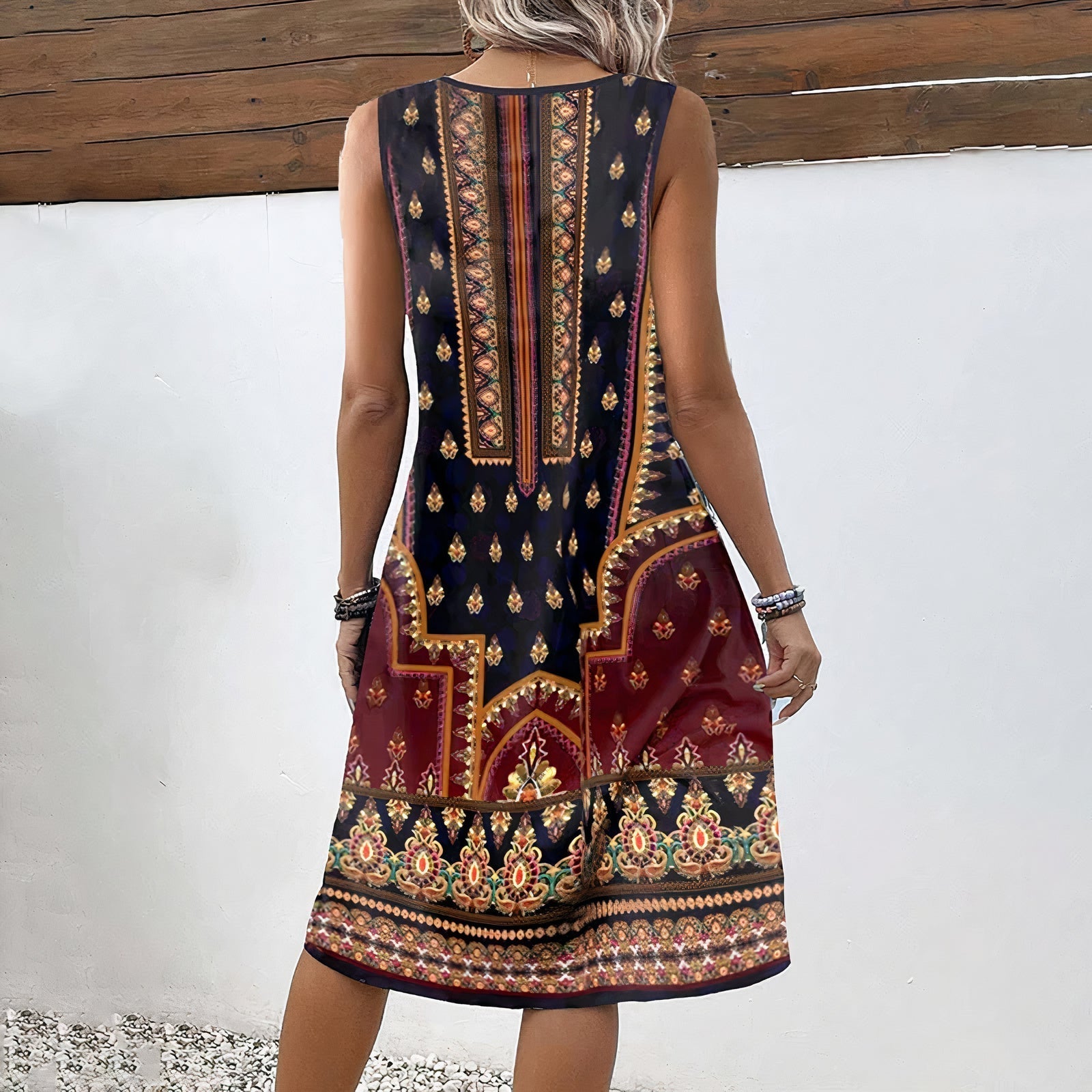 Maribel Boutique Sleeveless Boho Dress Elevated Occasion Wear
