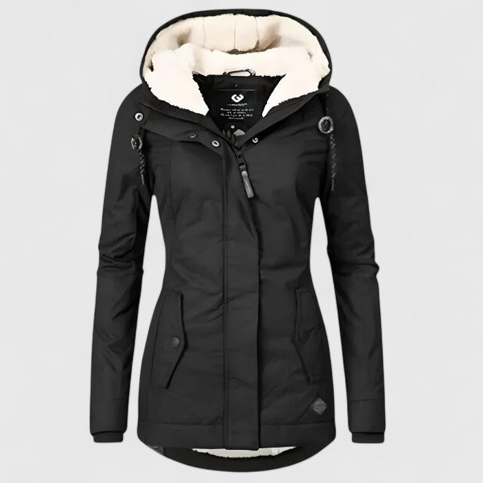 Hooded Fleece-Lined Zip Front Pocket Padded Parka Jacket 2
