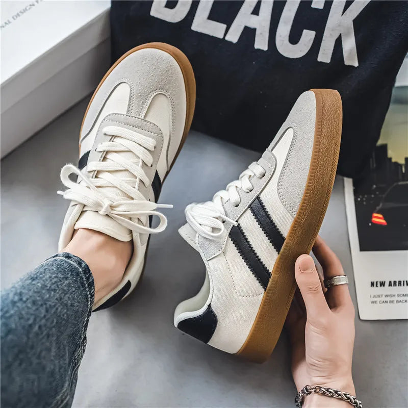Men's Casual Retro German Training Shoes Laceup Lightweight Comfortable Sports Flat Shoes Men Skateboard Running Shoes