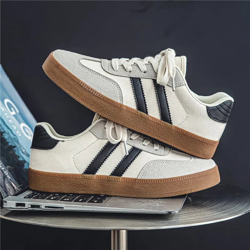 Men's Casual Retro German Training Shoes Laceup Lightweight Comfortable Sports Flat Shoes Men Skateboard Running Shoes