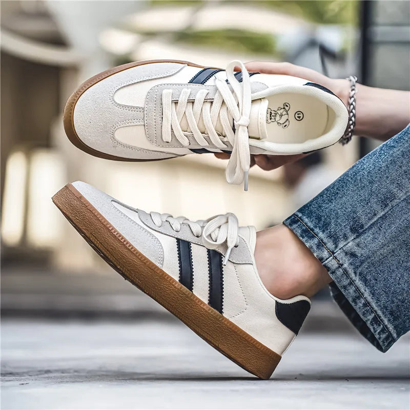 Men's Casual Retro German Training Shoes Laceup Lightweight Comfortable Sports Flat Shoes Men Skateboard Running Shoes