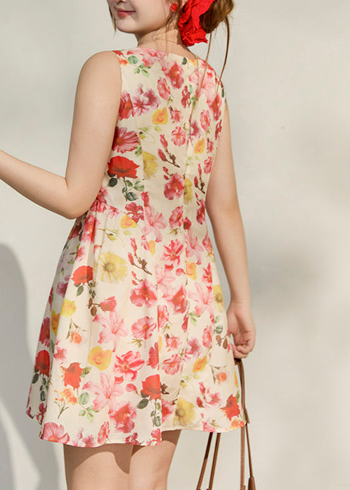 Modern Apricot Print Chiffon Cami Dresses Summer
