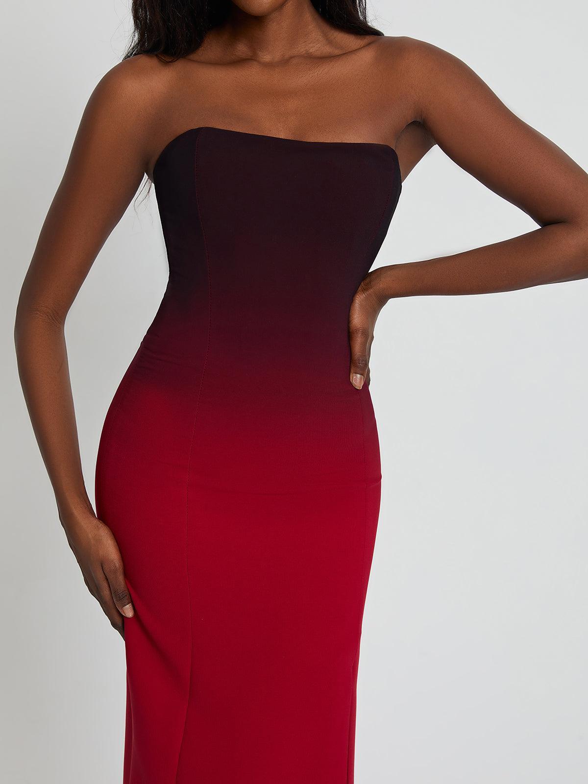 Myfanwy Strapless Ombre Split Maxi Dress