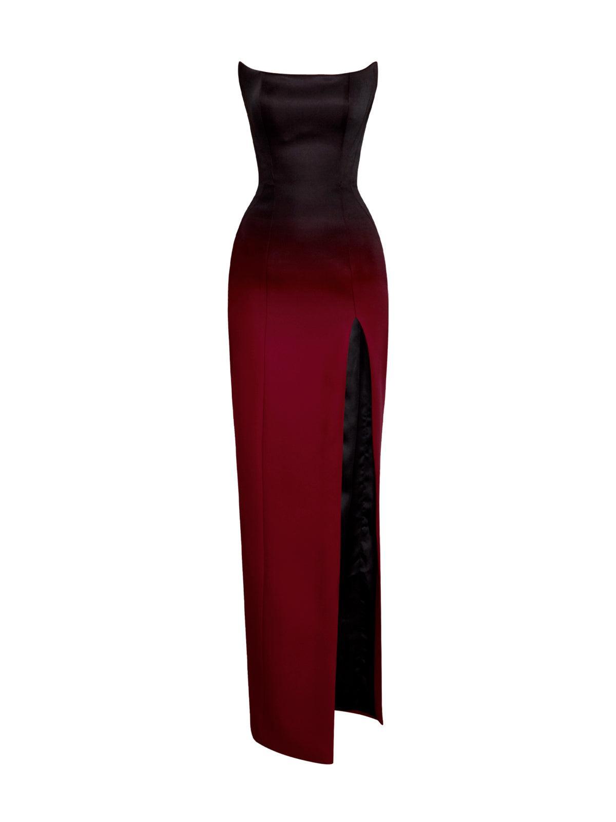 Strapless Ombre High Slit Bodycon Maxi Dress 6