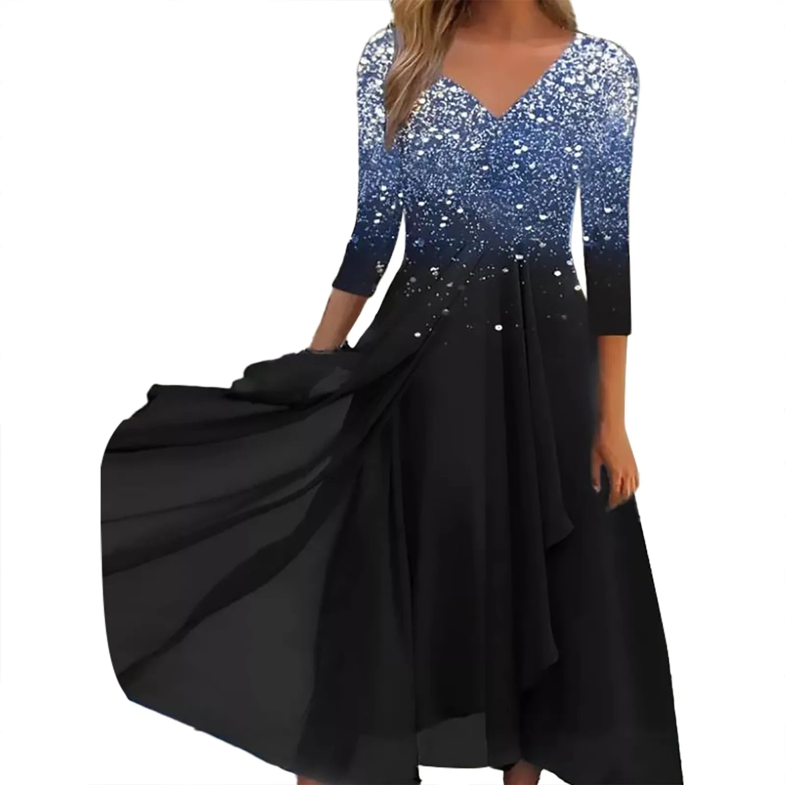 Elegant Lace Floral Boho Sexy Half Sleeve Long Prom O Neck ALine Women's Dress