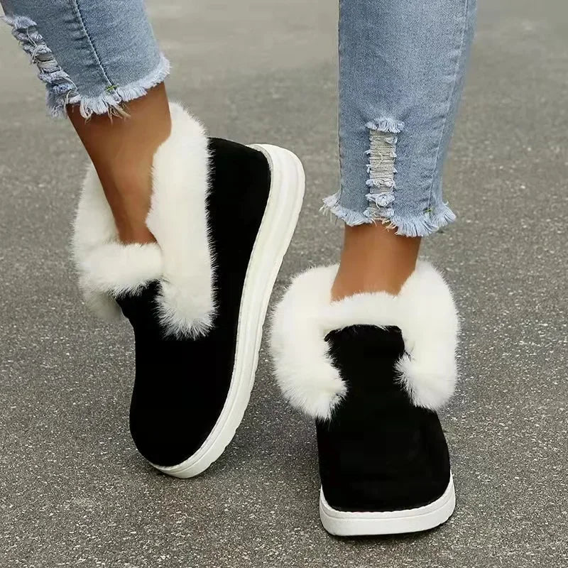 New Comfortable Stylish SlipOn Plush Warm Cozy Ankle Snow Boot
