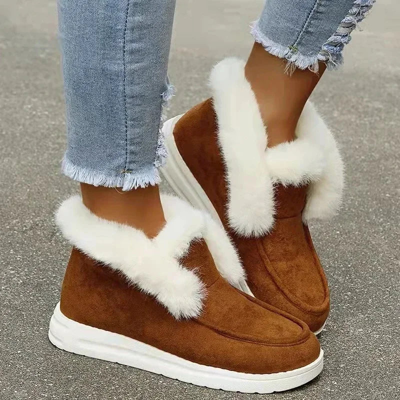 New Comfortable Stylish SlipOn Plush Warm Cozy Ankle Snow Boot