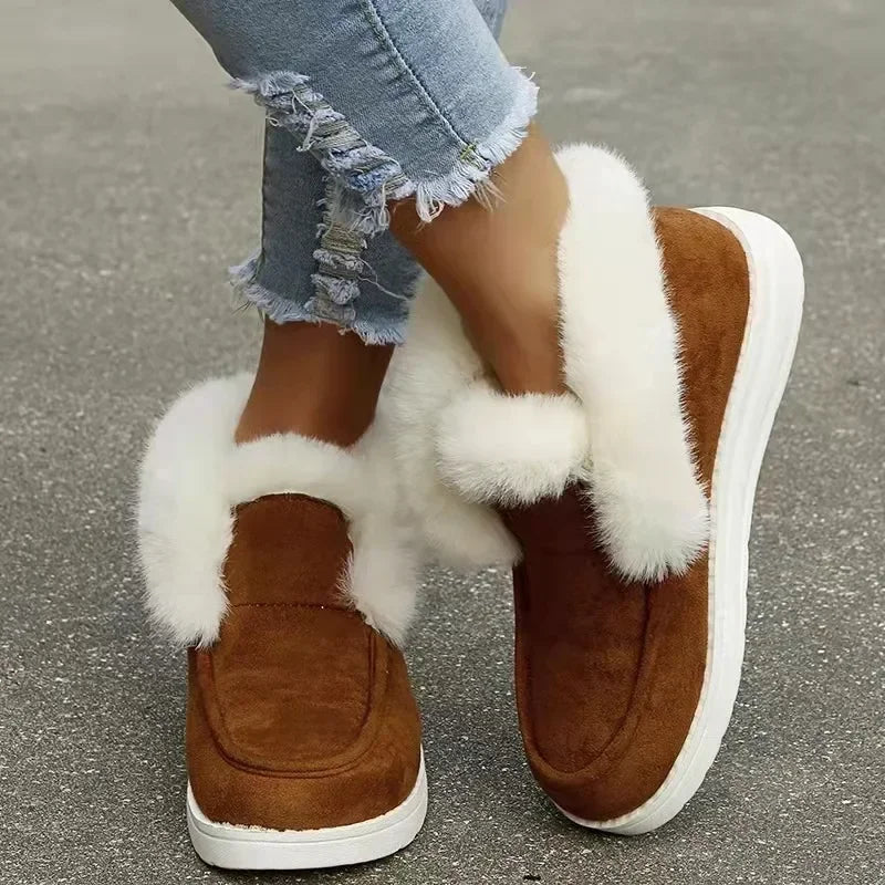 New Comfortable Stylish SlipOn Plush Warm Cozy Ankle Snow Boot