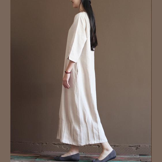 Nude Linen Spring Dress New Linen Maxi Dresses Plus Size Linen Clothing
