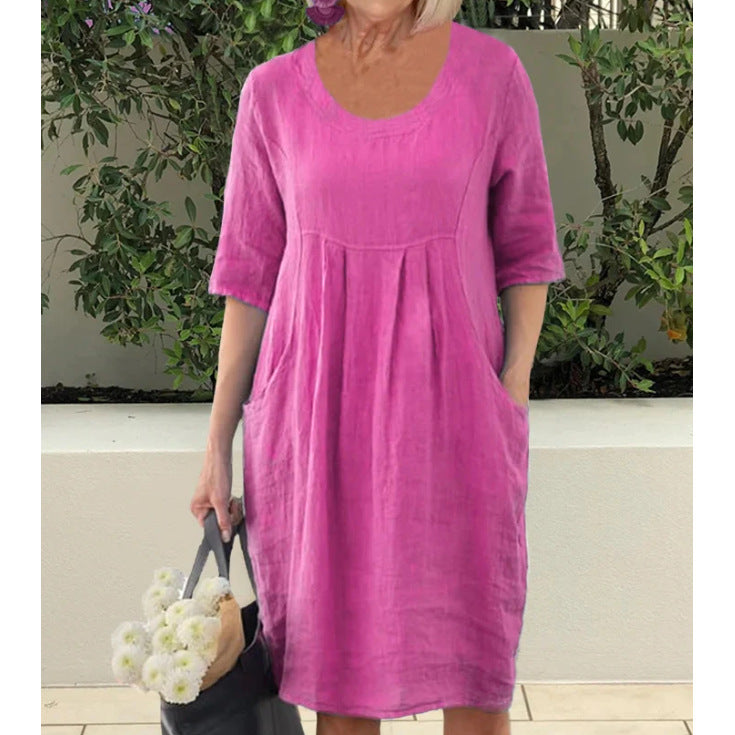 Sharon Boutique Women's Short Sleeved Vintage Dress Premium Wardrobe Essential