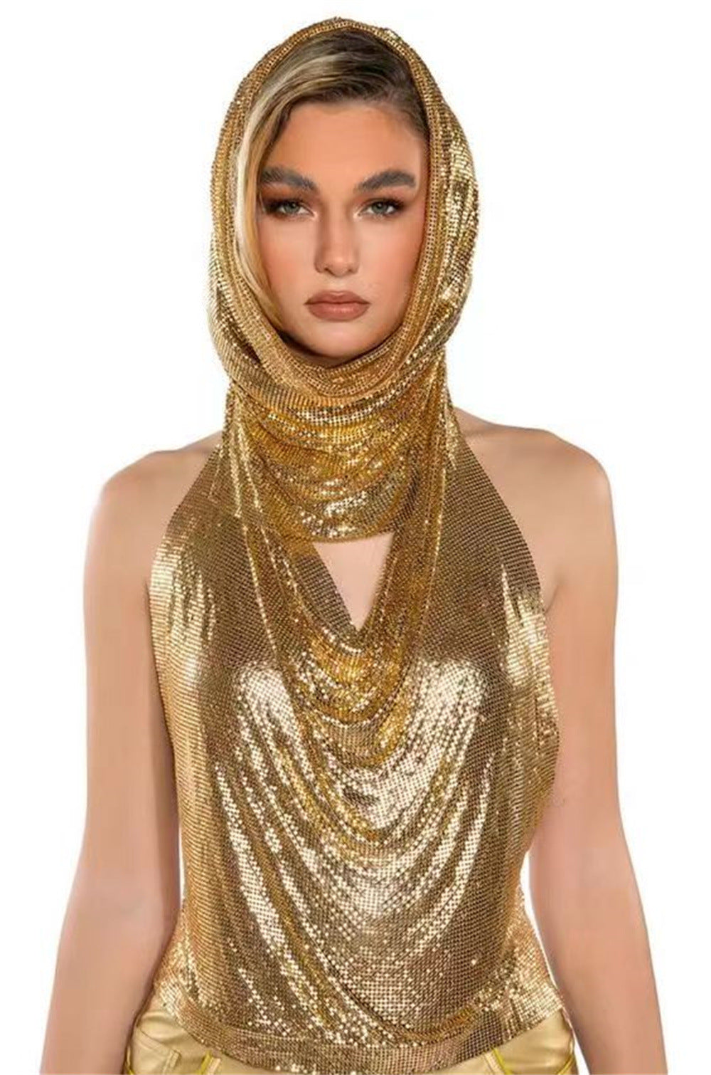 Avant-garde Sequin Halter Top