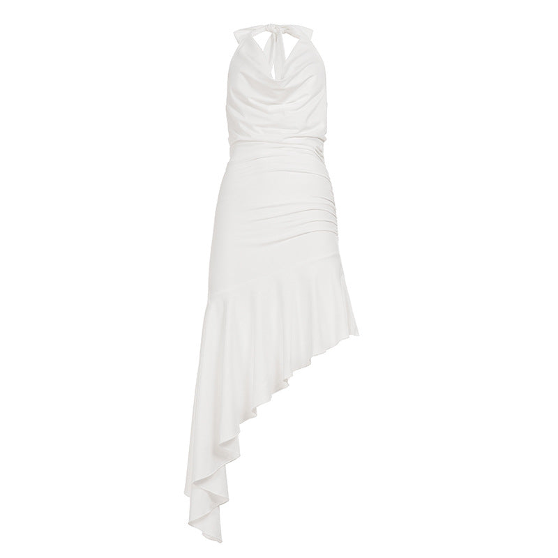 Out Cool Halter Asymmetric Bodycon Dress
