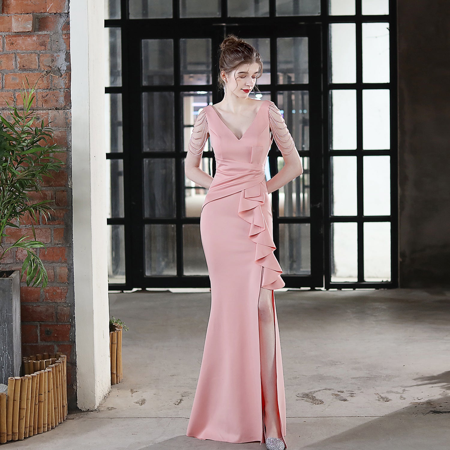 Toast Dress Bride Long Sling Appreciation Dinner Slim-Fit Fishtail Wedding Car Model Exhibition Dress