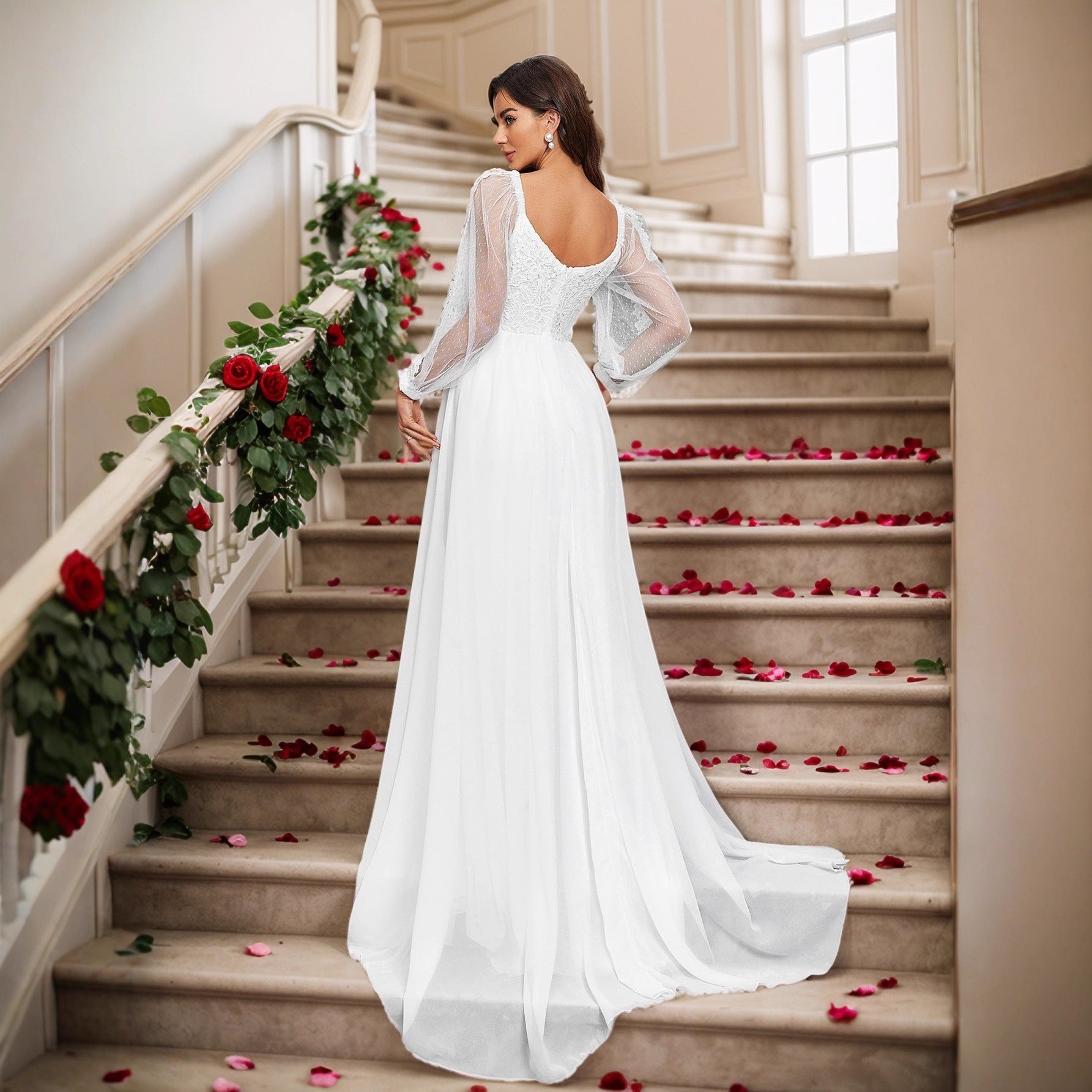 Lace Long Sleeve Dress Jumpsuit Lace Cocktail Wedding Dress