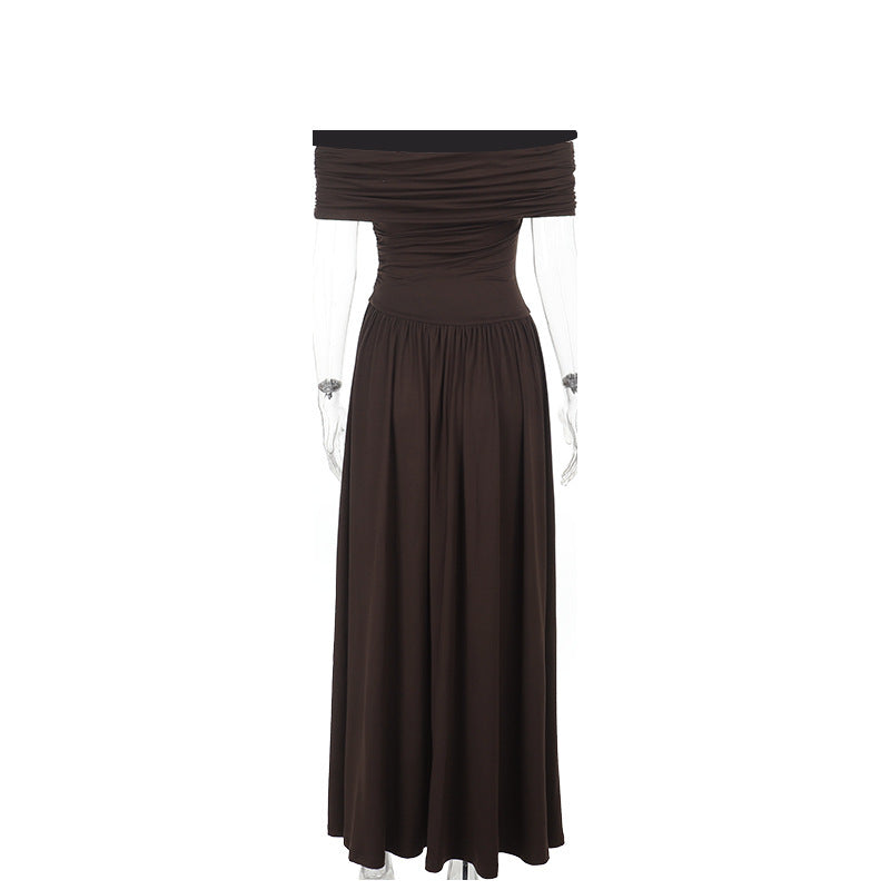 Dahlia Off Shoulder Dress Brown