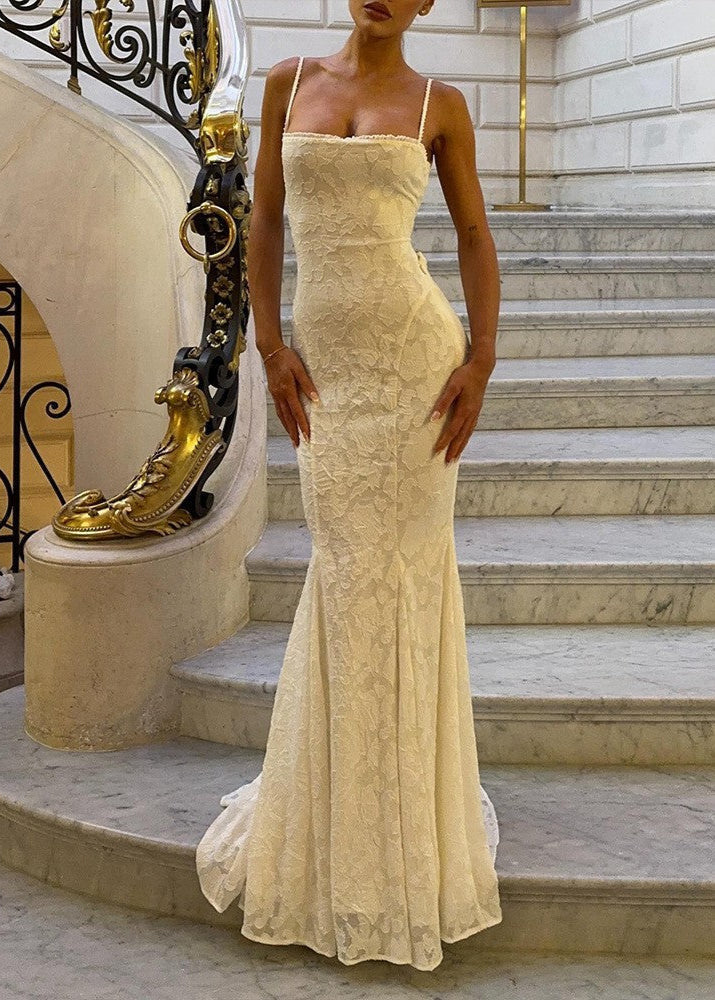 Seraphina Lace Back Satin Maxi Dress