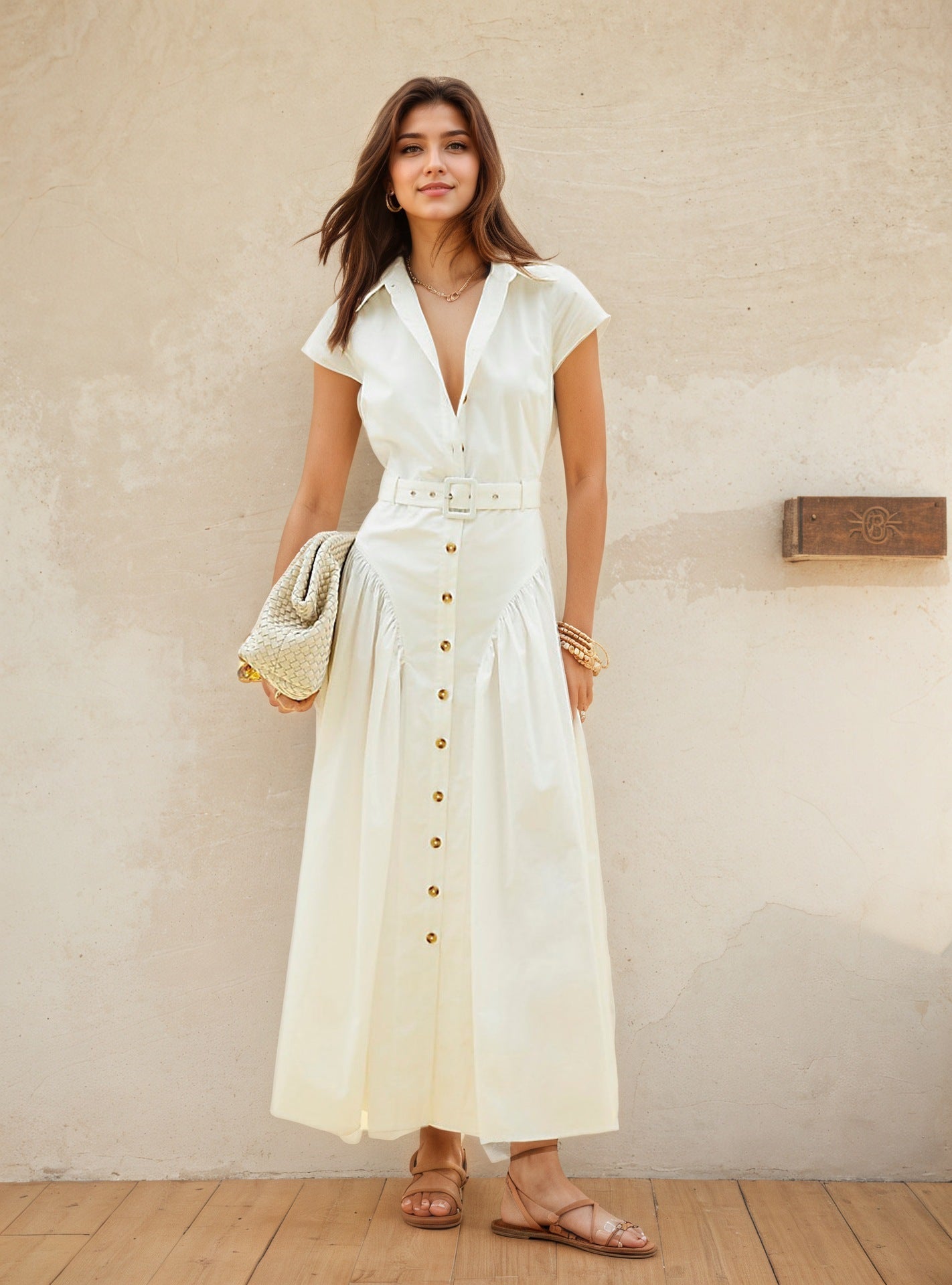 Lapel Maxi Single Breasted Dress